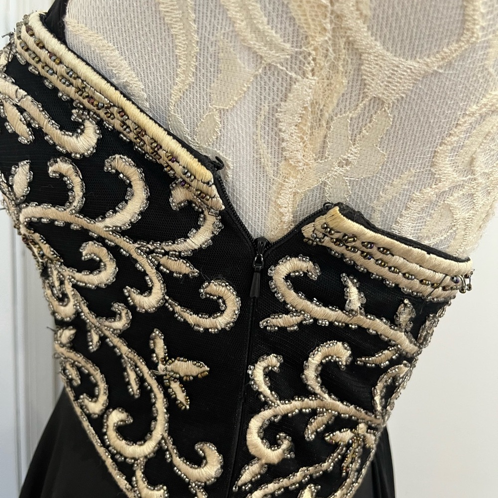 Sue Wong Vintage Black Strapless High-Low Beaded Bodice Gown Sz. 4 - Picture 8 of 12